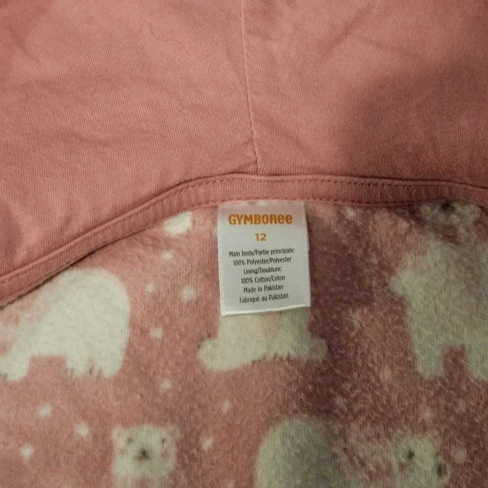Gymboree Girls Size 12 Pink Polar Bear Fleece Hooded Zip Jacket